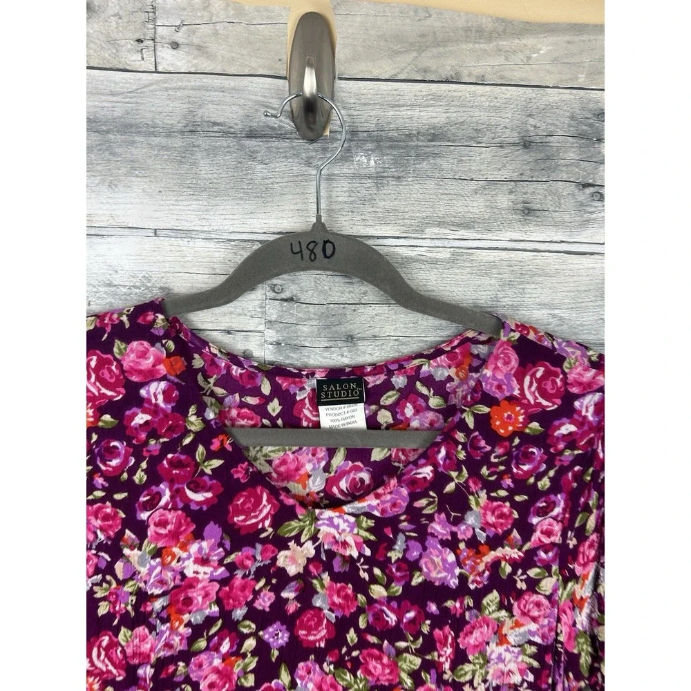 Salon Studio Women's Medium VTG Floral Short Sleeve Dress